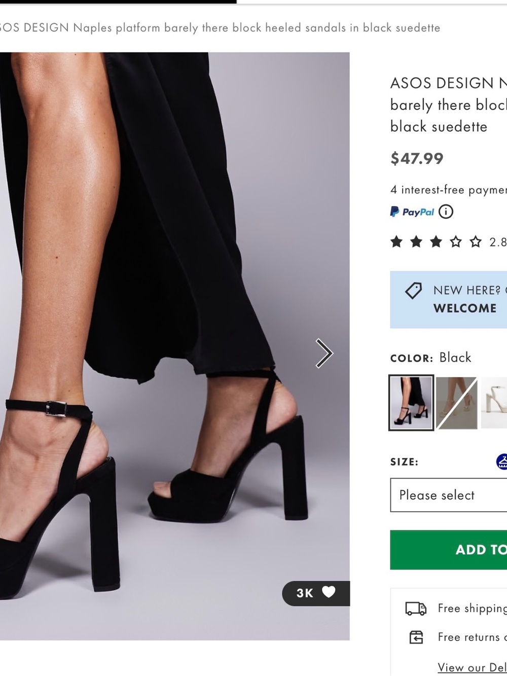 ASOS Black Suedette Block Platform Heels
